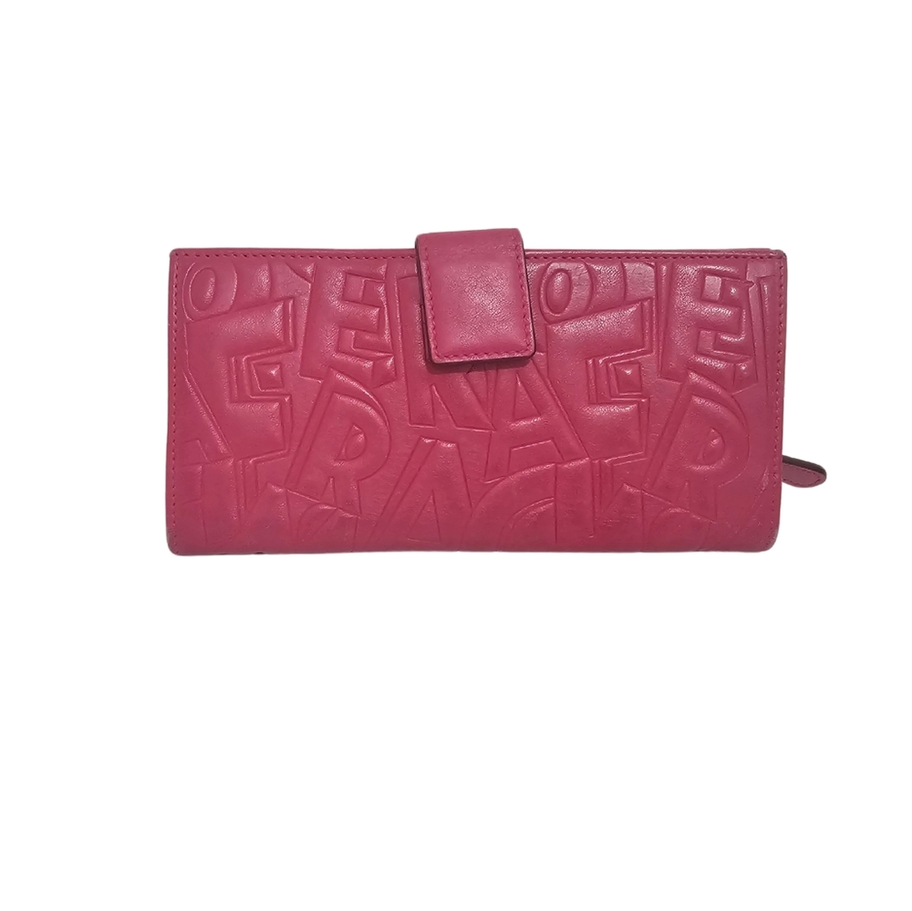 SALVATORE FERRAGAMO Red Vintage Leather Long Wallet